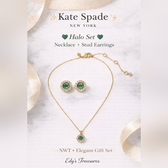 kate spade Jewelry - Kate Spade Halo Necklace & Stud Earrings Set NWT